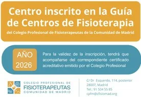 Centro inscrito en la Guía de centros del colegio oficial de Fisioterapia 2026